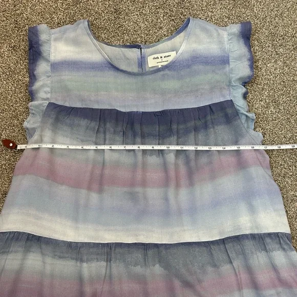 Anthropologie Cloth & Stone Flutter Slv Blouse Top Women’s L Blue Purple Ombre - Picture 8 of 11